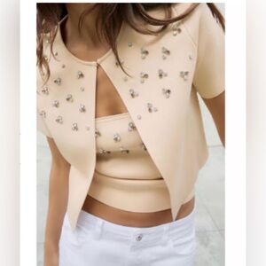 Zara jewel beaded knit cardigan set / size small nwt